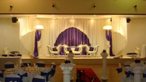 White and purple asian wedding stage | Simplicity events | Asian Weddings