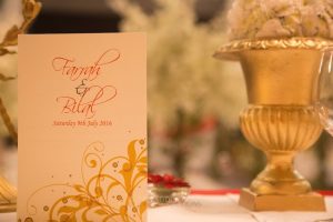 Red and gold Asian wedding menu | Simplicity events | Asian Weddings