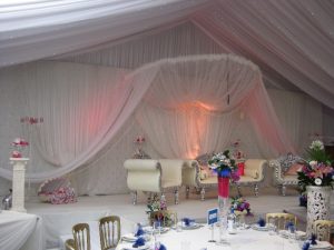 White asian wedding stage with pearls | Simplicity events | Asian Weddings