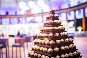 Ferrero Rocher Tower at Devonshire Dome | Simplicity events | Asian Weddings